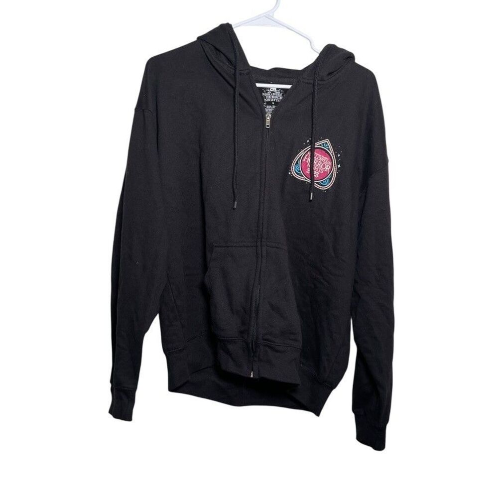 Halloween Horror Nights Sweatshirt Women's Small 2023 Black Full Zip Hoodie